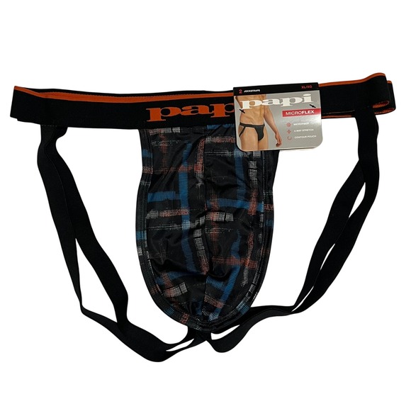 Papi Microflex Jockstrap 2-Pack Black/Orange/Blue Size‎ XL (40-42) NWT - Picture 1 of 4